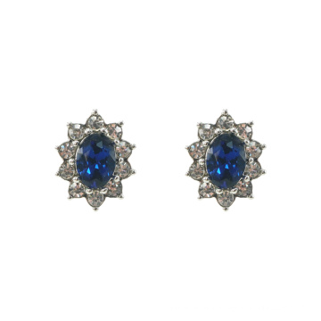 Bule Crystal Royal Princess Stud Earrings